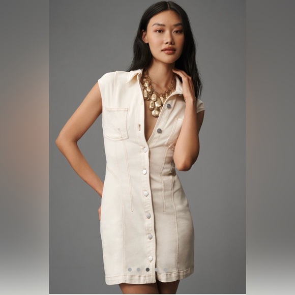 Anthropologie Dresses & Skirts - Pilcro Seamed Button-Front Denim Mini Dress from Anthropologie